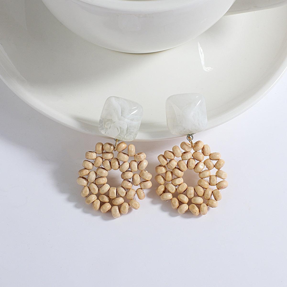 Handmade Rattan Wooden Drop Earrings Earrings - The Burner Shop