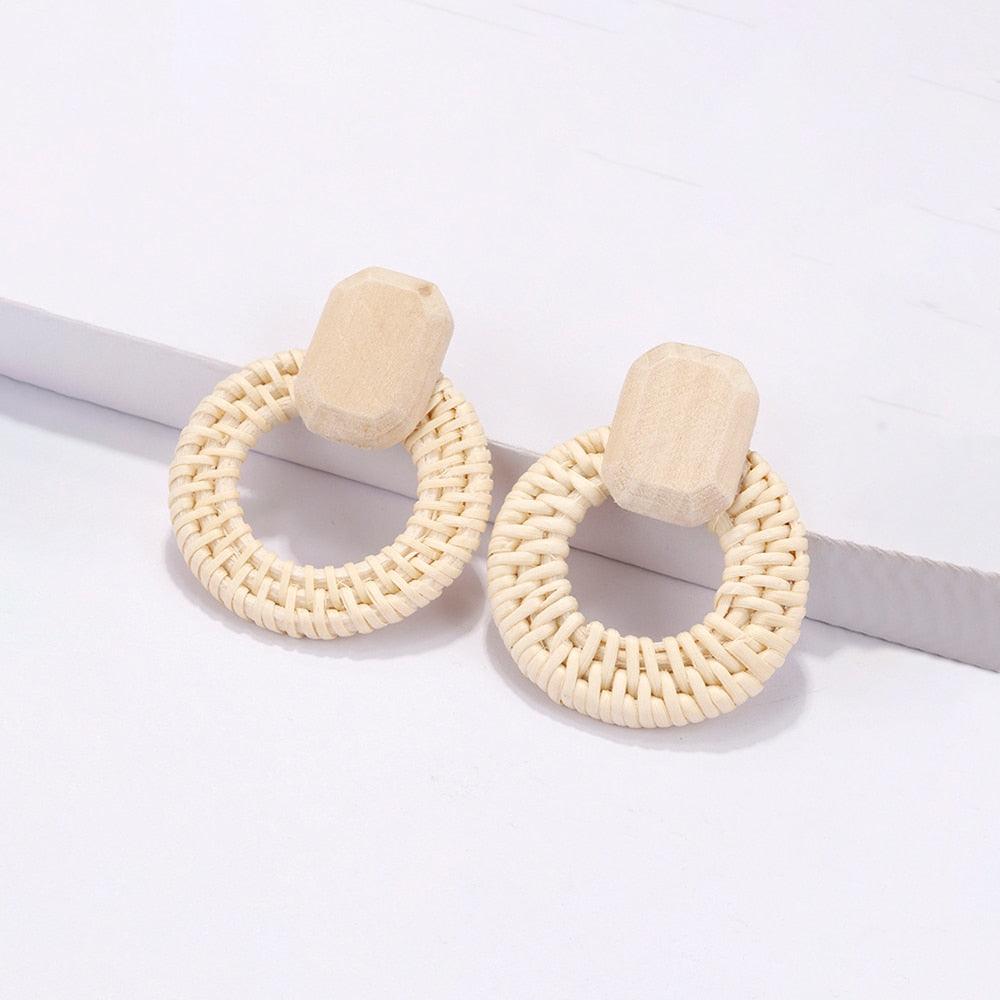 Handmade Rattan Wooden Drop Earrings Earrings - The Burner Shop