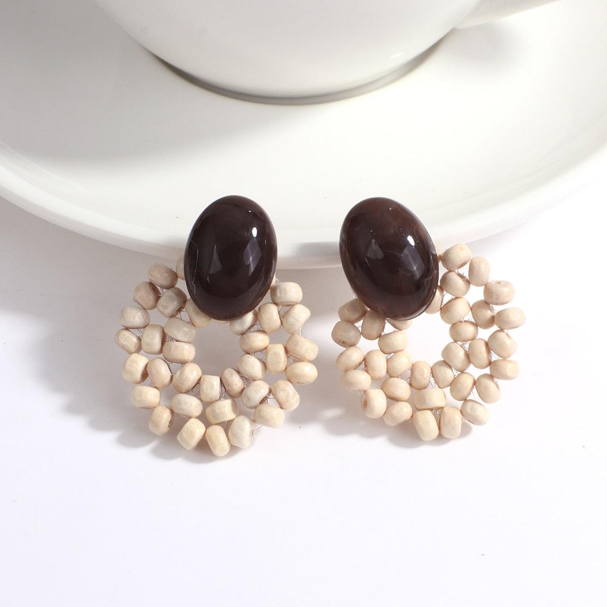 Handmade Rattan Wooden Drop Earrings Earrings - The Burner Shop