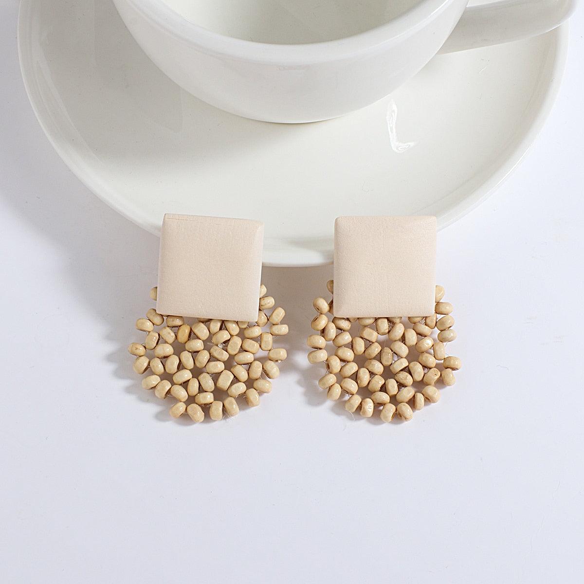 Handmade Rattan Wooden Drop Earrings Earrings - The Burner Shop
