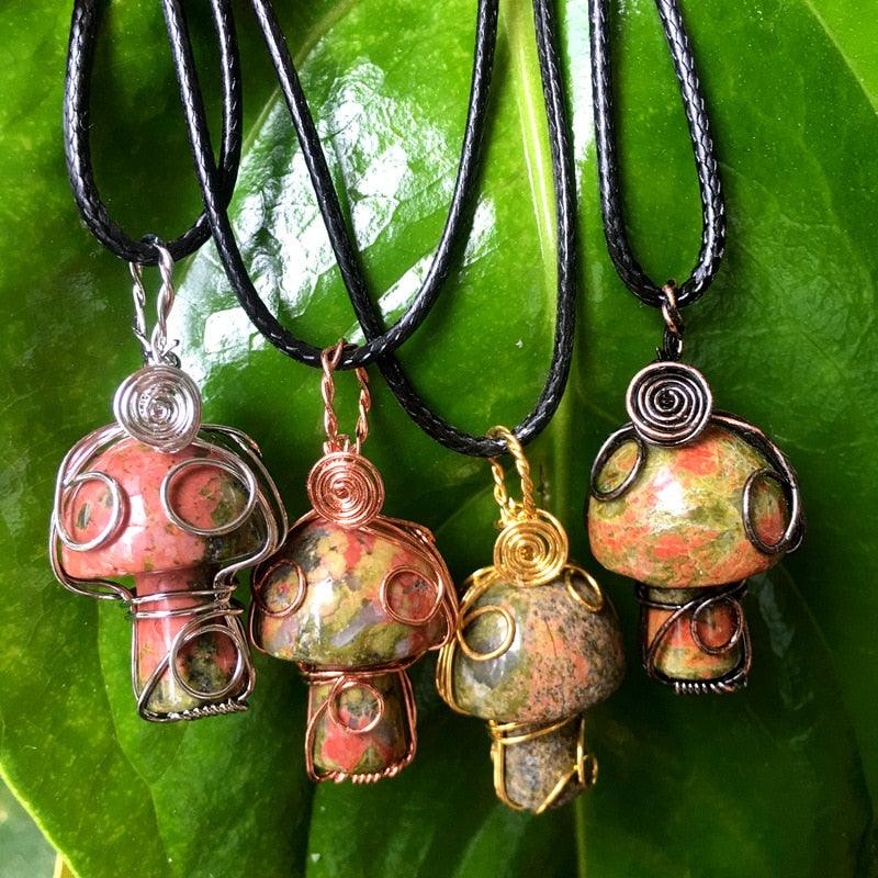 Handmade Wire Wrapped Crystal Mushroom Necklace Necklaces - The Burner Shop