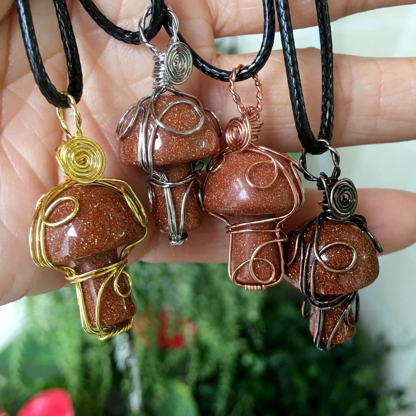 Handmade Wire Wrapped Crystal Mushroom Necklace Necklaces - The Burner Shop