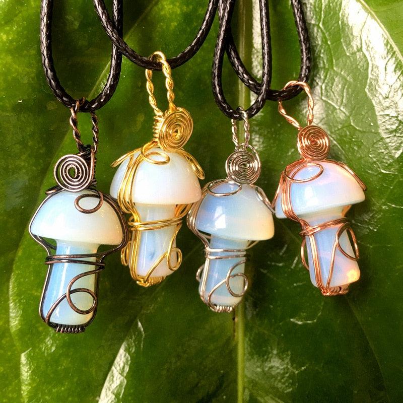 Handmade Wire Wrapped Crystal Mushroom Necklace Necklaces - The Burner Shop