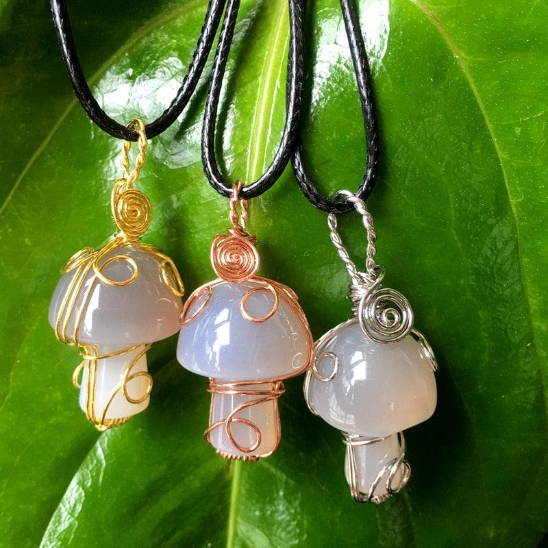 Handmade Wire Wrapped Crystal Mushroom Necklace Necklaces - The Burner Shop