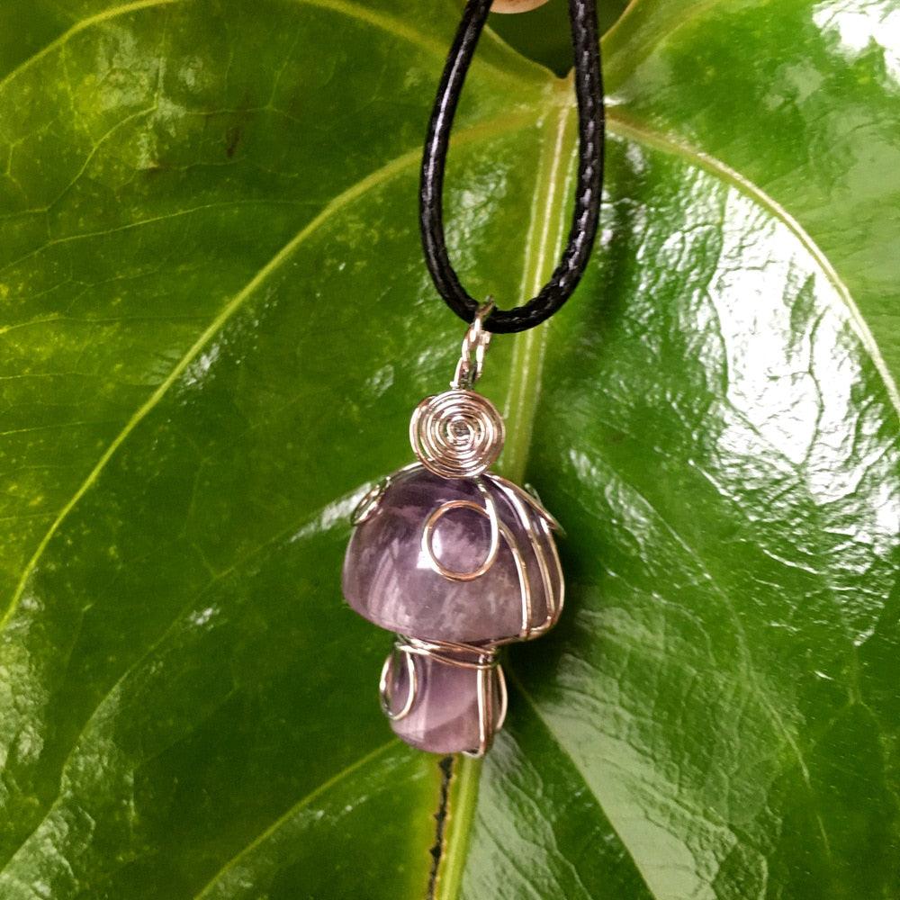 Handmade Wire Wrapped Crystal Mushroom Necklace Necklaces - The Burner Shop