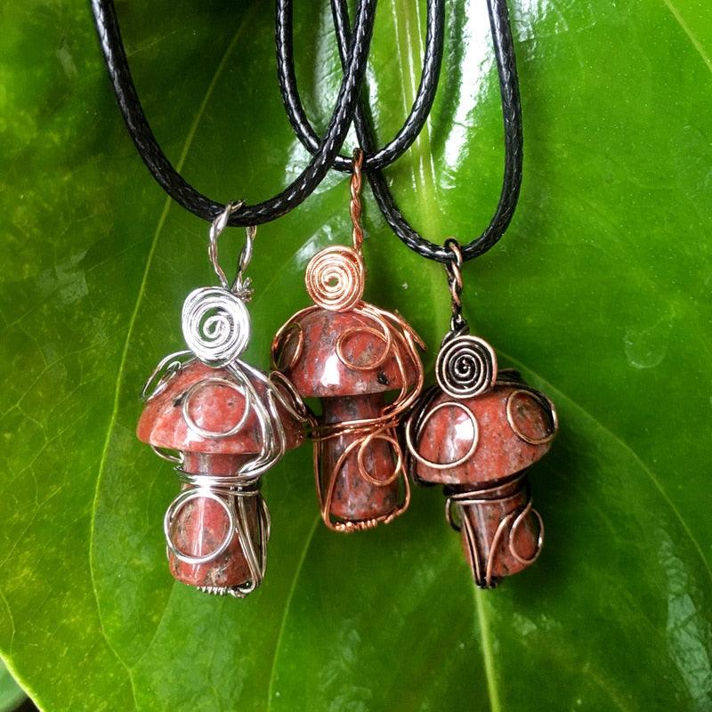 Handmade Wire Wrapped Crystal Mushroom Necklace Necklaces - The Burner Shop