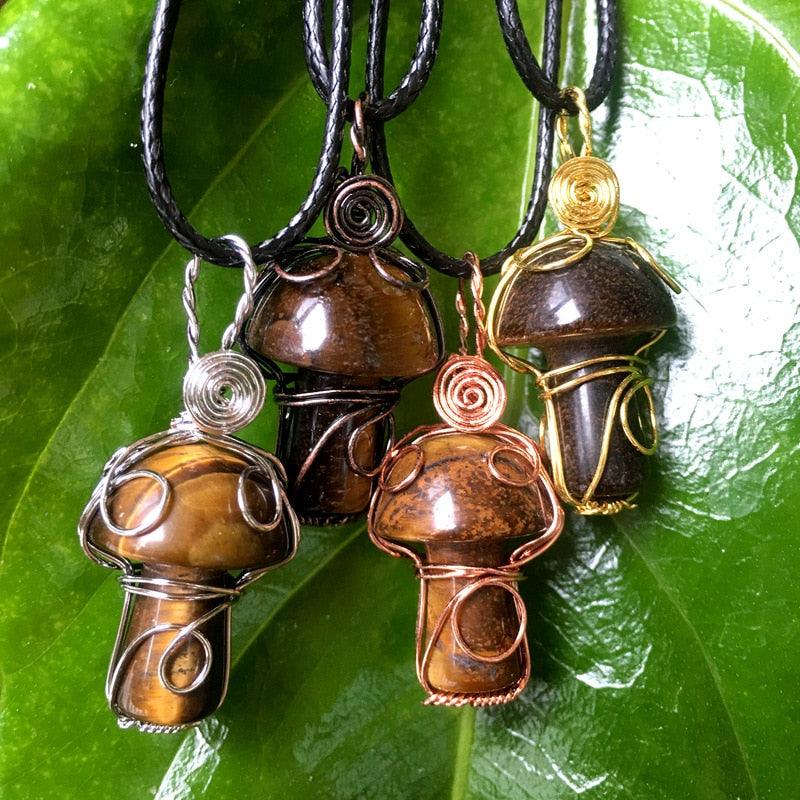 Handmade Wire Wrapped Crystal Mushroom Necklace Necklaces - The Burner Shop