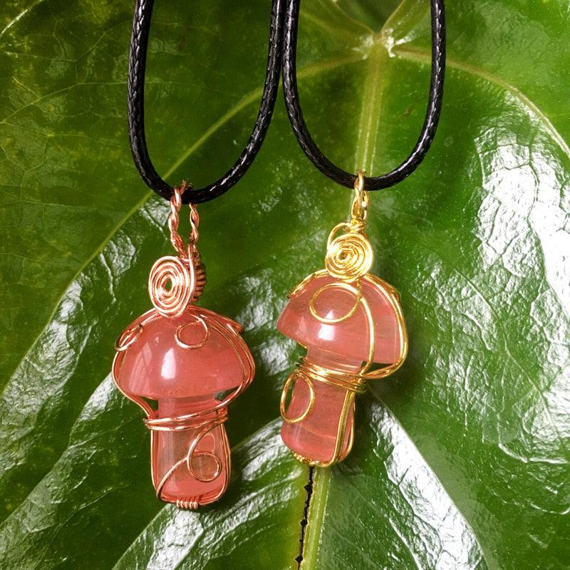 Handmade Wire Wrapped Crystal Mushroom Necklace Necklaces - The Burner Shop