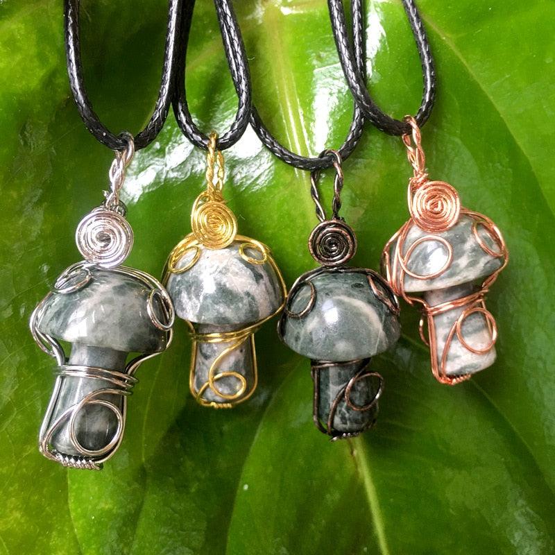 Handmade Wire Wrapped Crystal Mushroom Necklace Necklaces - The Burner Shop