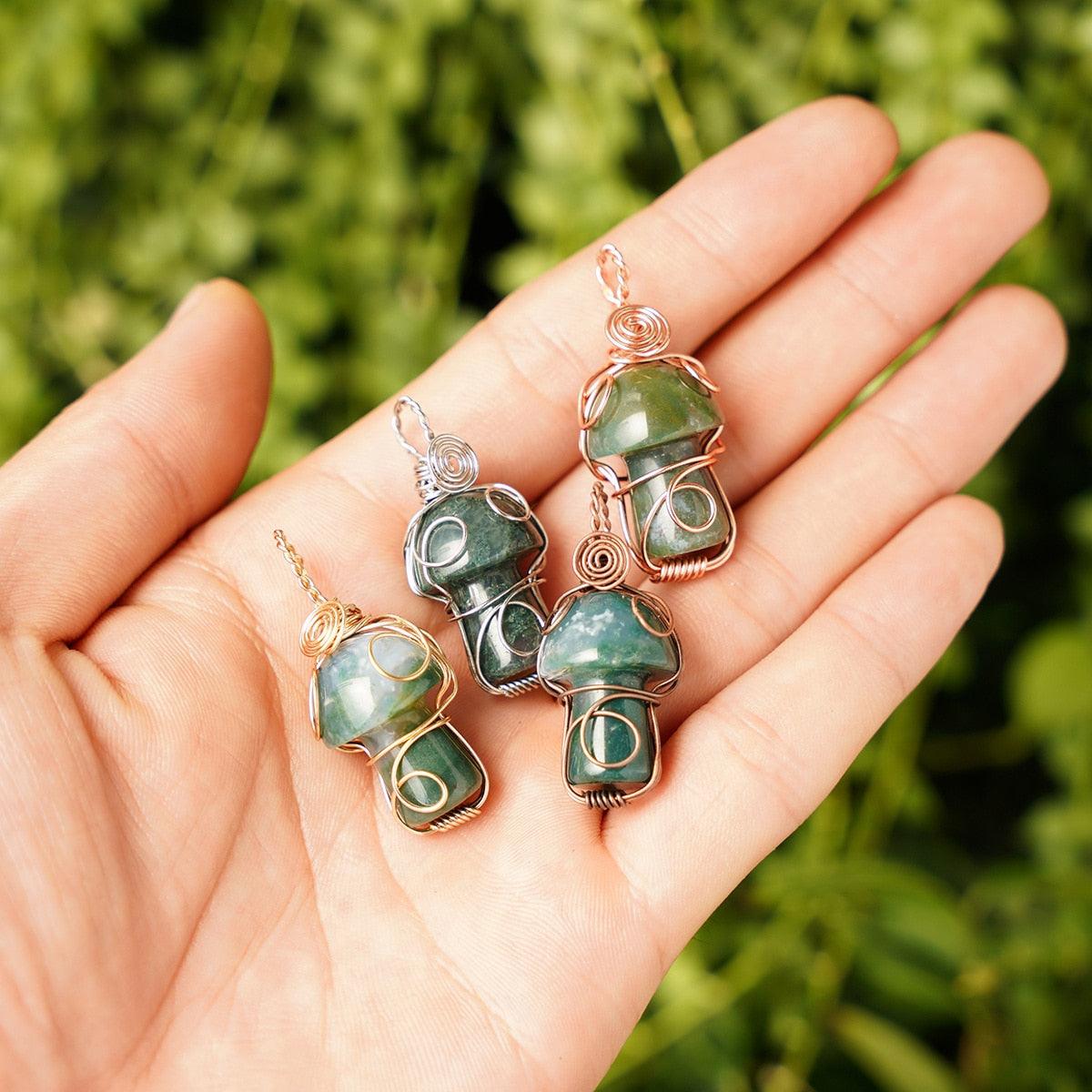 Handmade Wire Wrapped Crystal Mushroom Necklace Necklaces - The Burner Shop