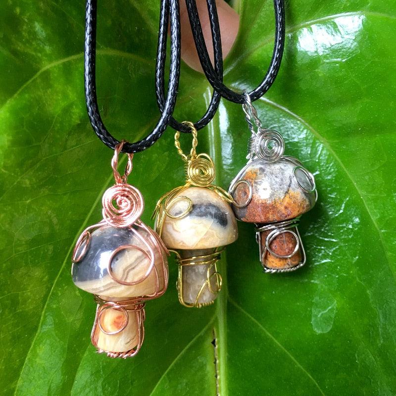 Handmade Wire Wrapped Crystal Mushroom Necklace Necklaces - The Burner Shop