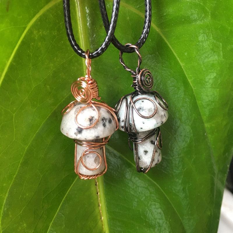 Handmade Wire Wrapped Crystal Mushroom Necklace Necklaces - The Burner Shop