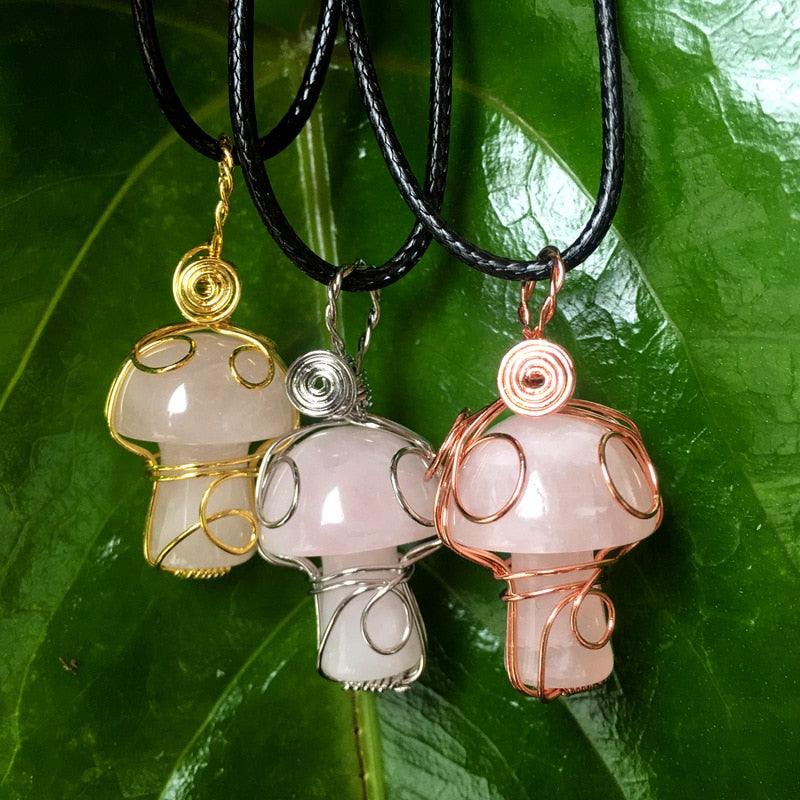 Handmade Wire Wrapped Crystal Mushroom Necklace Necklaces - The Burner Shop