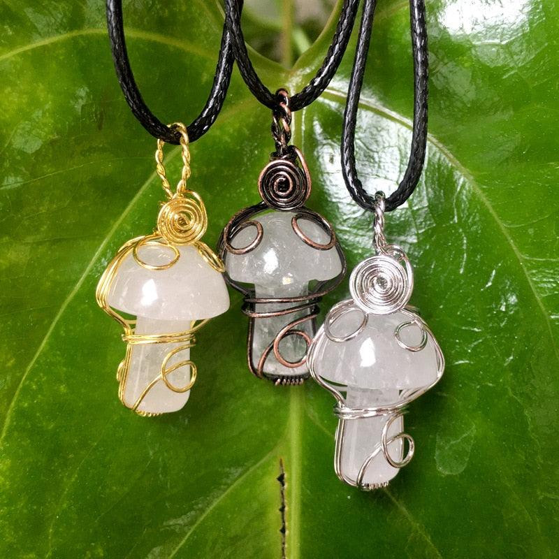 Handmade Wire Wrapped Crystal Mushroom Necklace Necklaces - The Burner Shop