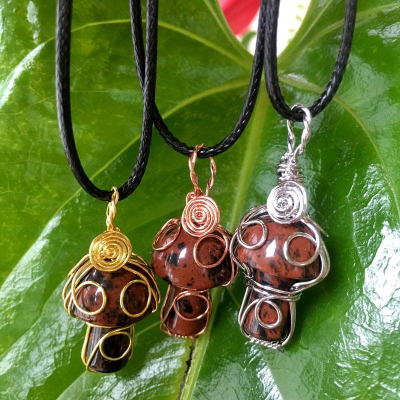 Handmade Wire Wrapped Crystal Mushroom Necklace Necklaces - The Burner Shop