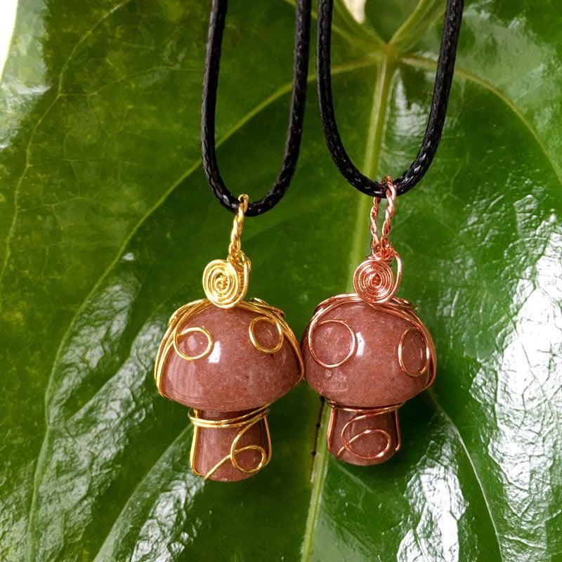 Handmade Wire Wrapped Crystal Mushroom Necklace Necklaces - The Burner Shop
