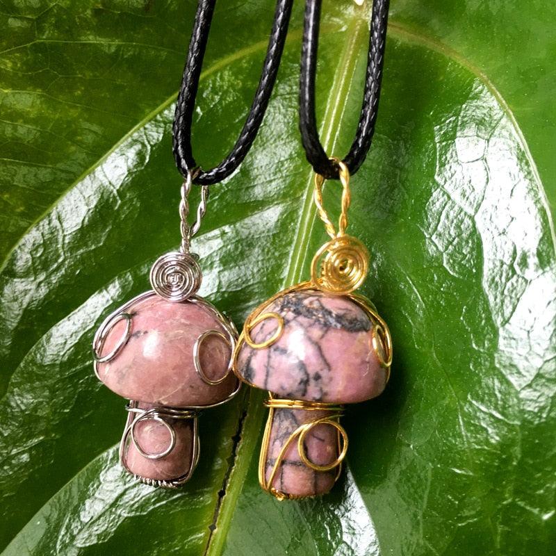 Handmade Wire Wrapped Crystal Mushroom Necklace Necklaces - The Burner Shop
