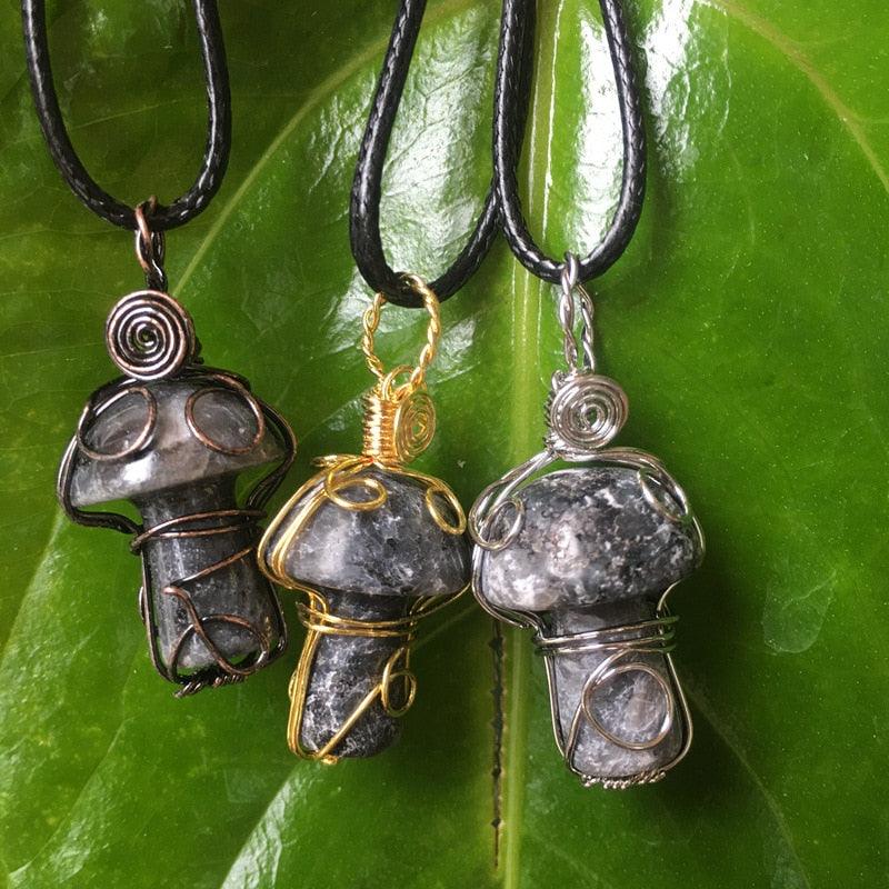 Handmade Wire Wrapped Crystal Mushroom Necklace Necklaces - The Burner Shop