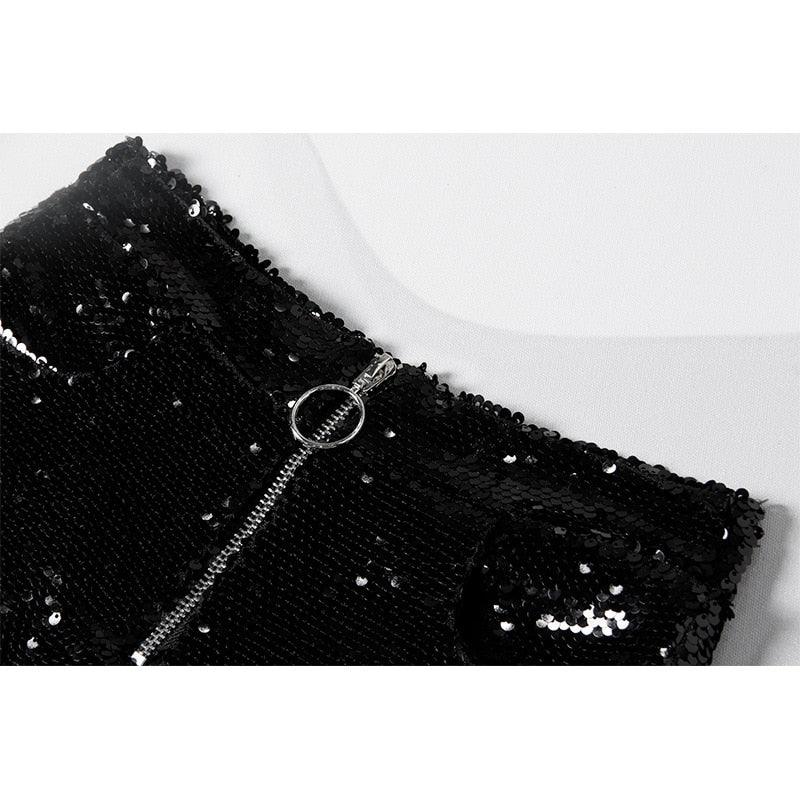 High Waisted Sequin Shorts Shorts - The Burner Shop
