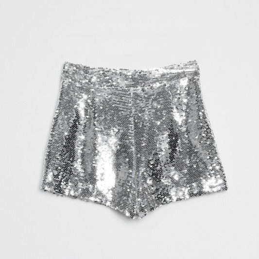 High Waisted Sequin Shorts Shorts - The Burner Shop