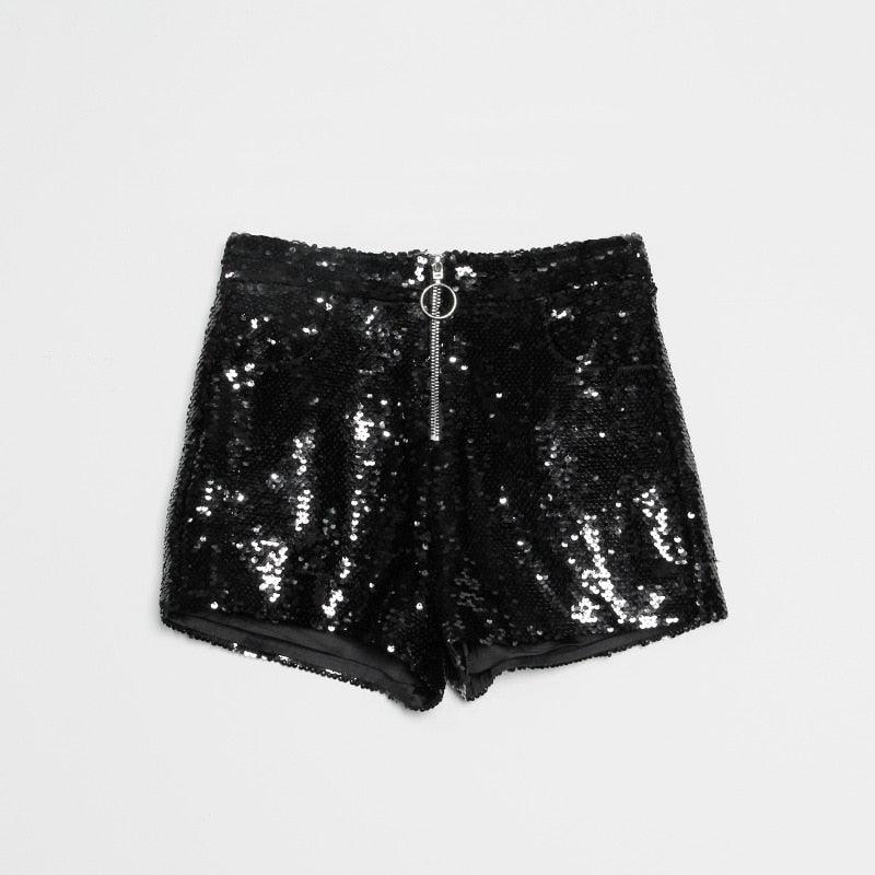 High Waisted Sequin Shorts Shorts - The Burner Shop