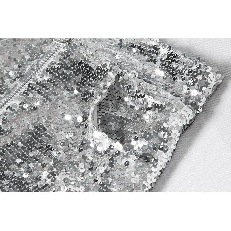 High Waisted Sequin Shorts Shorts - The Burner Shop