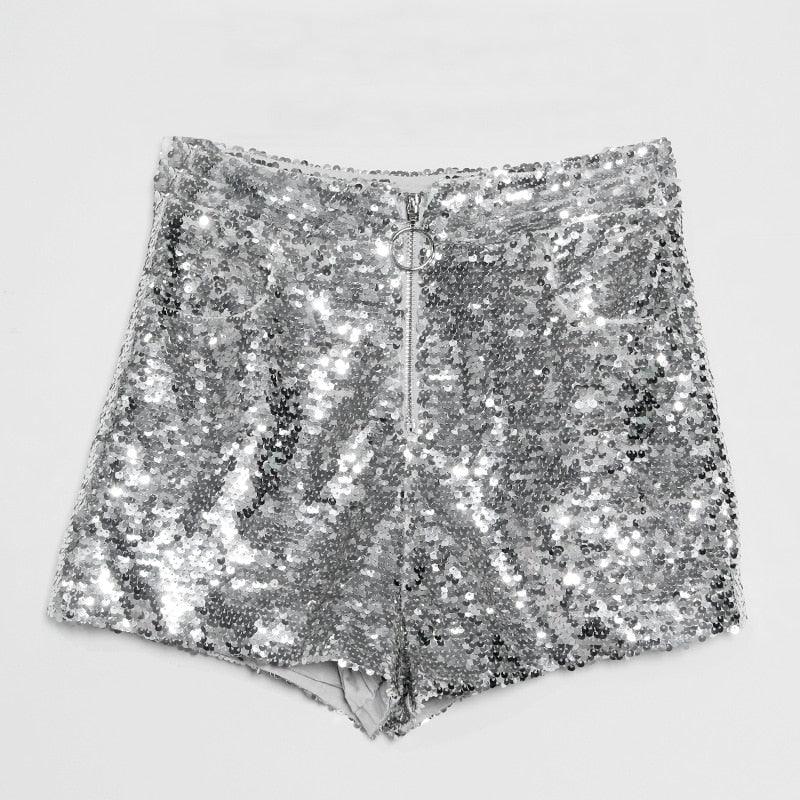 High Waisted Sequin Shorts Shorts - The Burner Shop
