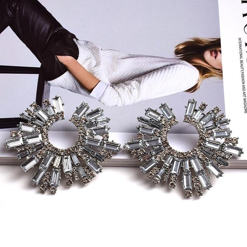 Irregular Metal Colorful Crystal Earrings Earrings - The Burner Shop