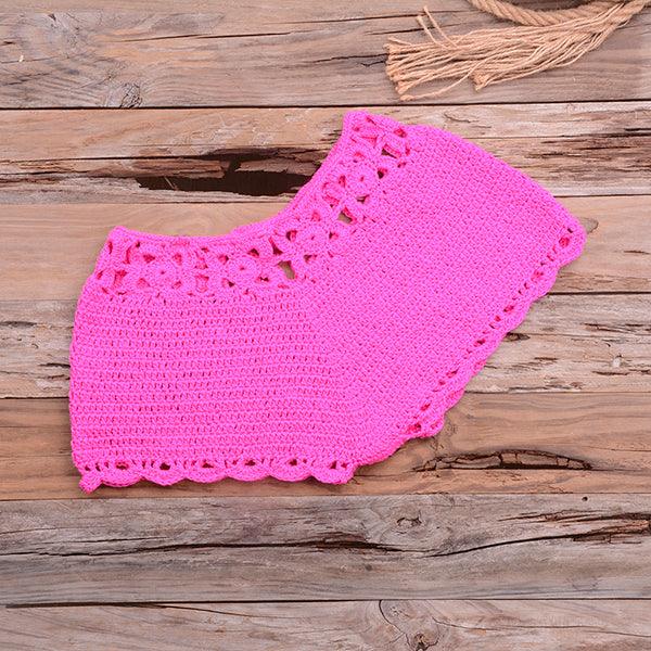 Knitted Crochet Beaded Crop Top & Bottom Two piece - The Burner Shop