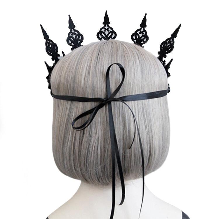 Lady Queen Black Crown Headpiece - The Burner Shop