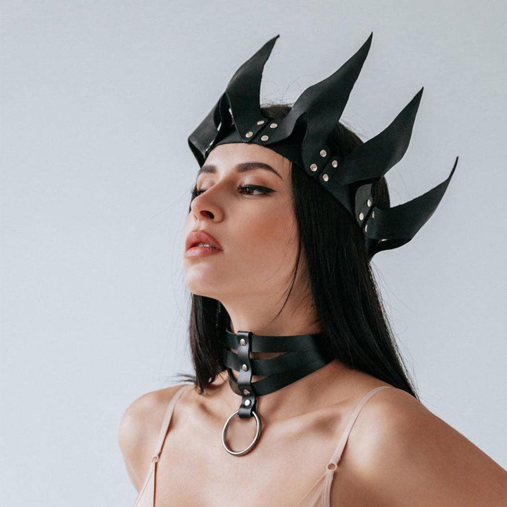 Leather Steampunk Crown Headpiece - The Burner Shop