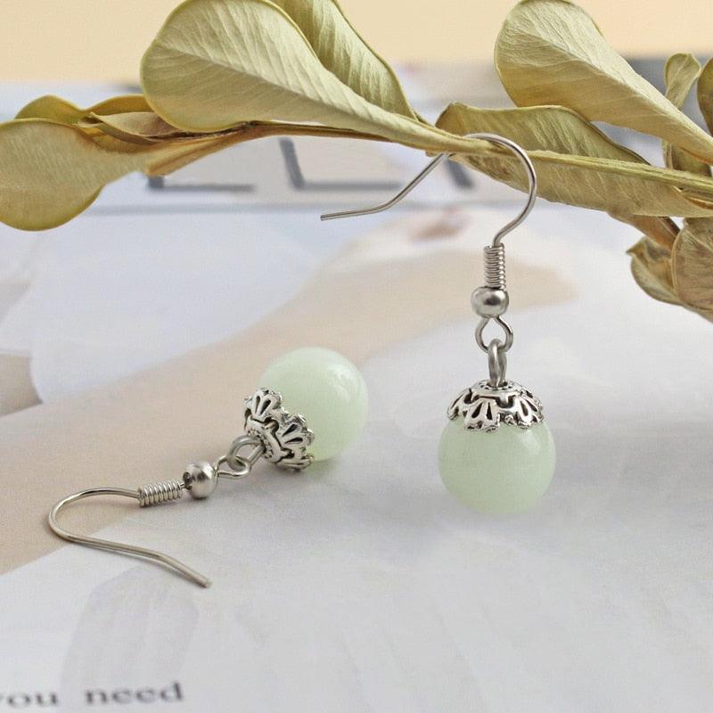 Luminous Round Drop Earrings Earrings - The Burner Shop