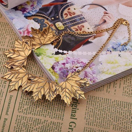 Maple Leaf Chain Statement Necklace Necklaces - The Burner Shop