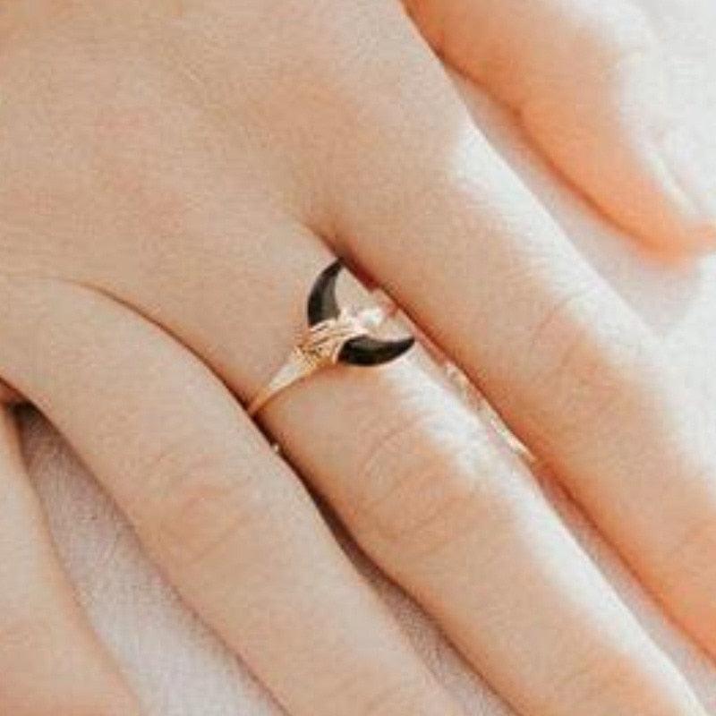 Moon Crescent Crystal Ring Rings - The Burner Shop