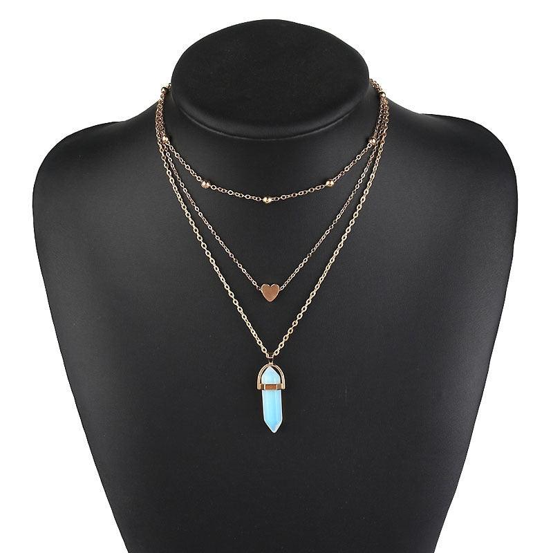 Opal Stone Boho Multi Layer Necklaces Necklaces - The Burner Shop