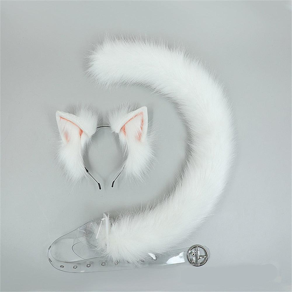 Plush Cat Ears & Tail Headpiece - The Burner Shop
