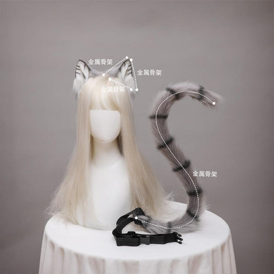 Plush Cat Ears & Tail Headpiece - The Burner Shop