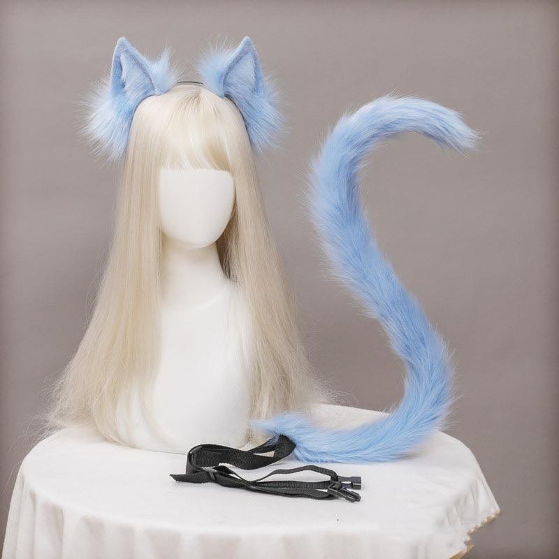 Plush Cat Ears & Tail Headpiece - The Burner Shop