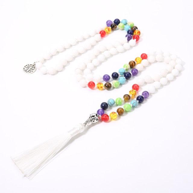 Rainbow & White/Black/Turquoise Beaded Necklace Necklaces - The Burner Shop