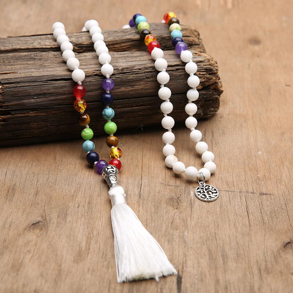 Rainbow & White/Black/Turquoise Beaded Necklace Necklaces - The Burner Shop