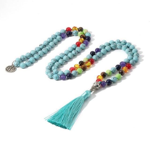 Rainbow & White/Black/Turquoise Beaded Necklace Necklaces - The Burner Shop