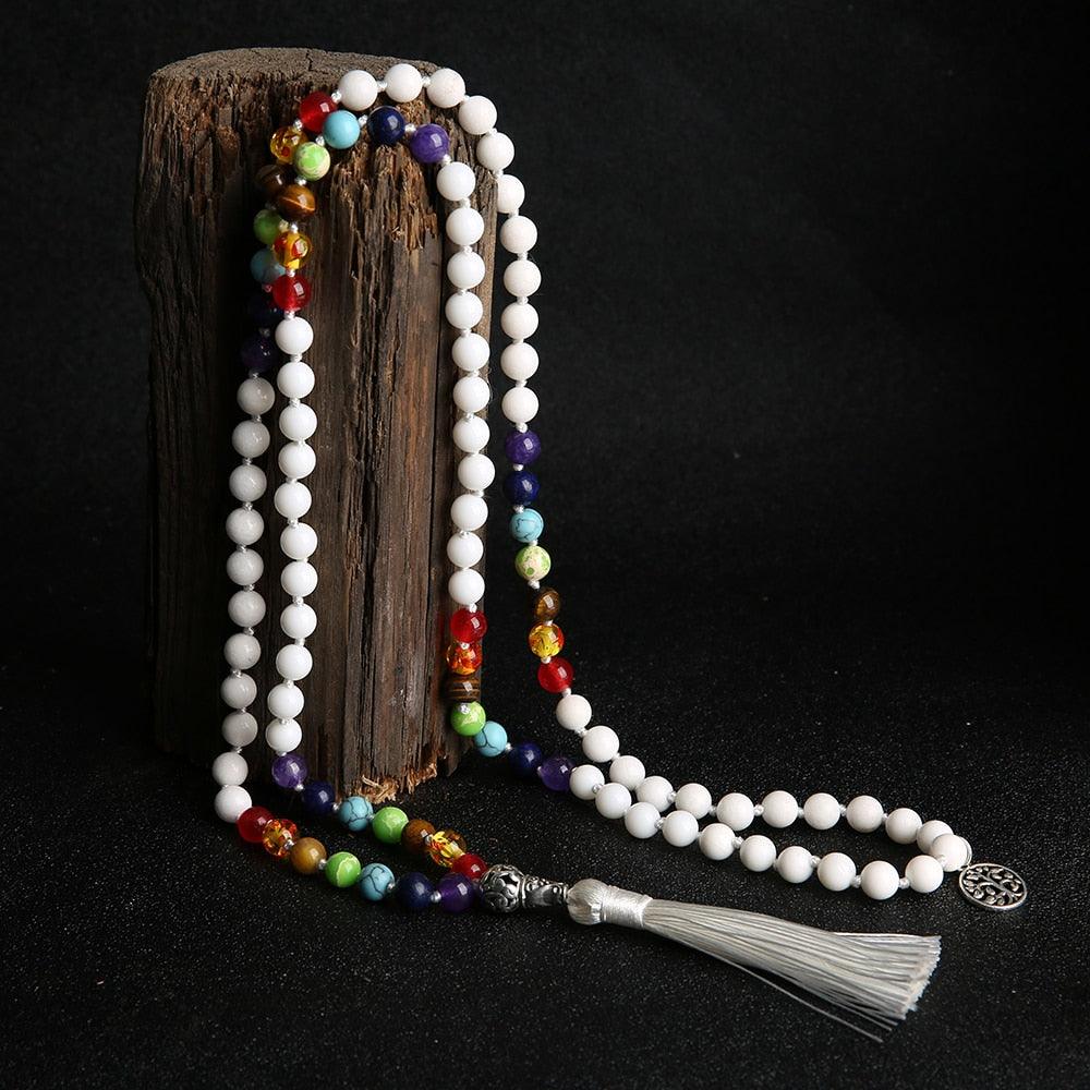 Rainbow & White/Black/Turquoise Beaded Necklace Necklaces - The Burner Shop