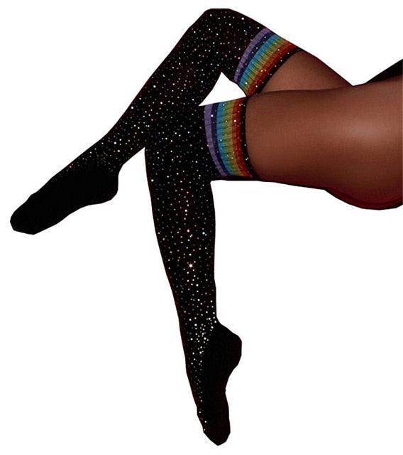 Rees Rhinestone Thigh High Stockings Stockings - The Burner Shop