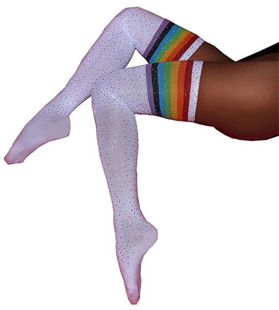 Rees Rhinestone Thigh High Stockings Stockings - The Burner Shop