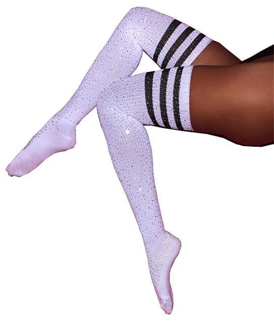 Rees Rhinestone Thigh High Stockings Stockings - The Burner Shop