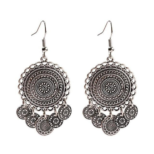 Retro Round Earrings Silver Earrings - The Burner Shop