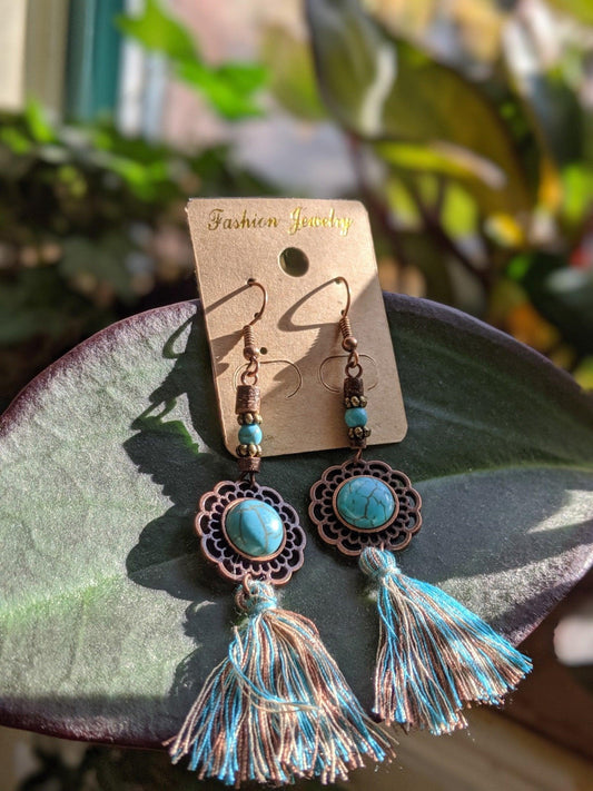 Rustic Bohemian Cotton Fringe Tassel Earrings Earrings - The Burner Shop