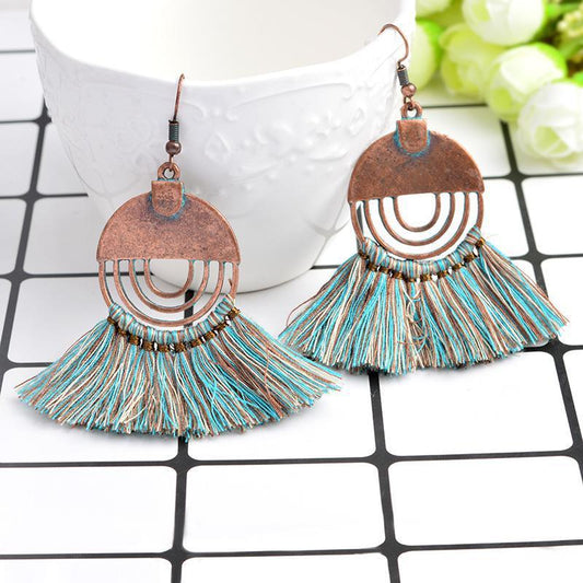 Rustic Round Fringe Tassel Earrings Earrings - The Burner Shop