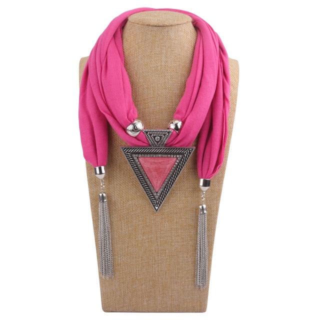 Scarf Pendant Necklace with Tassel Necklaces - The Burner Shop