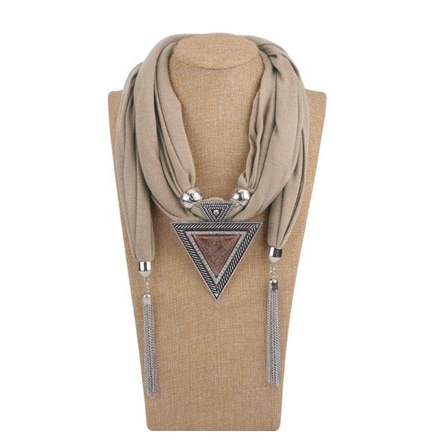 Scarf Pendant Necklace with Tassel Necklaces - The Burner Shop